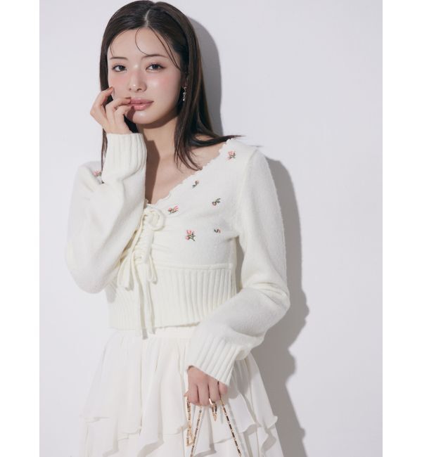RESEXXY「フラワーエンブロイダリーニットトップス」|ニット・セーター|