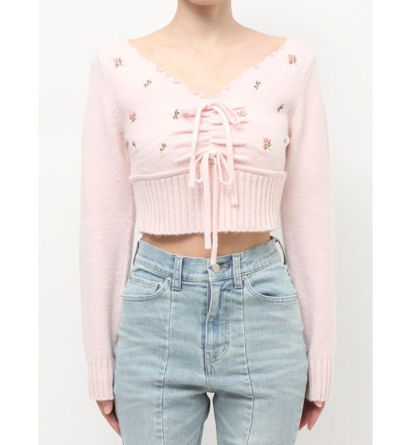 RESEXXY「フラワーエンブロイダリーニットトップス」|ニット・セーター|