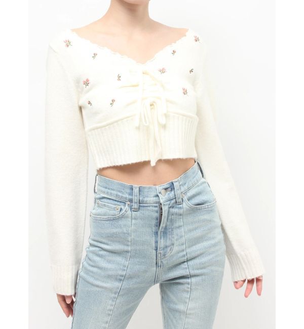 RESEXXY「フラワーエンブロイダリーニットトップス」|ニット・セーター|