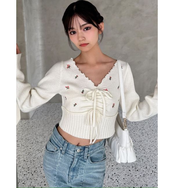 RESEXXY「フラワーエンブロイダリーニットトップス」|ニット・セーター|