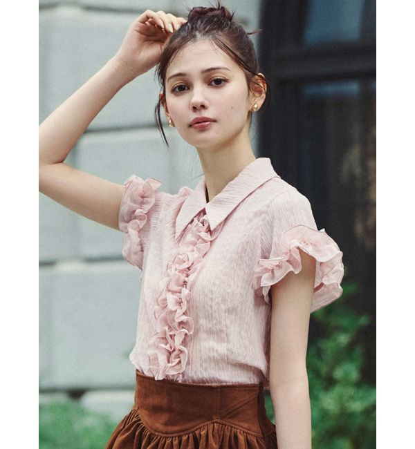 dazzlin「シュリンクフラワーフリルシャツ」|シャツ・ブラウス|