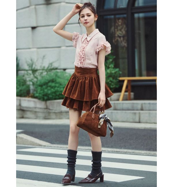 dazzlin「シュリンクフラワーフリルシャツ」|シャツ・ブラウス|