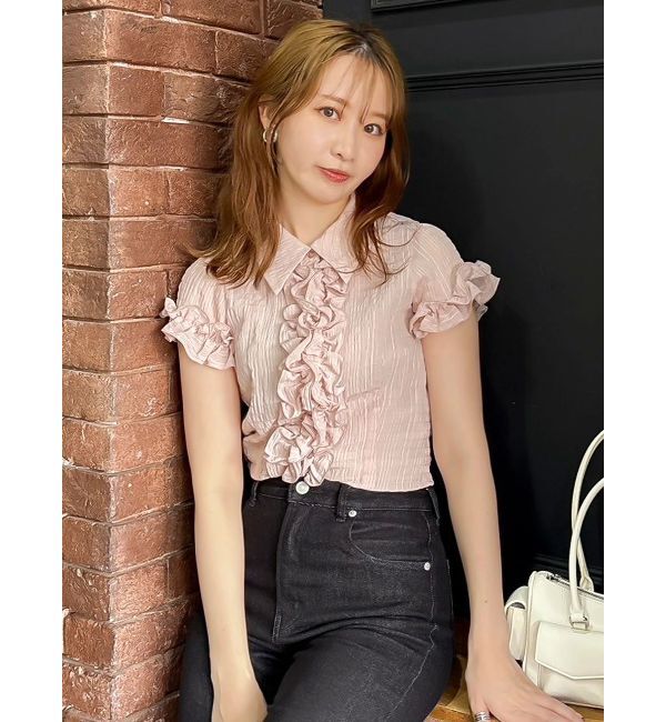 dazzlin「シュリンクフラワーフリルシャツ」|シャツ・ブラウス|