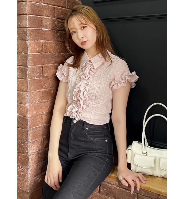 dazzlin「シュリンクフラワーフリルシャツ」|シャツ・ブラウス|