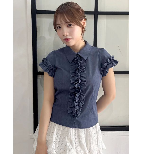 dazzlin「シュリンクフラワーフリルシャツ」|シャツ・ブラウス|