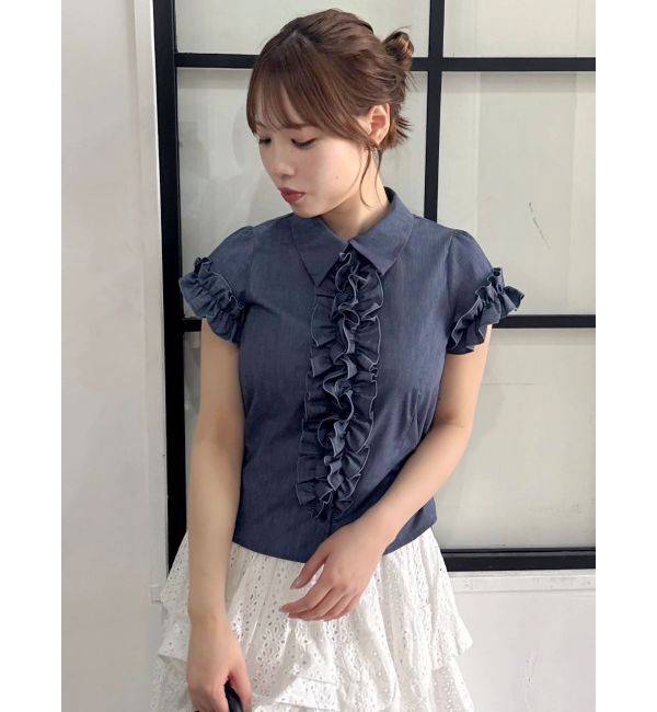 dazzlin「シュリンクフラワーフリルシャツ」|シャツ・ブラウス|