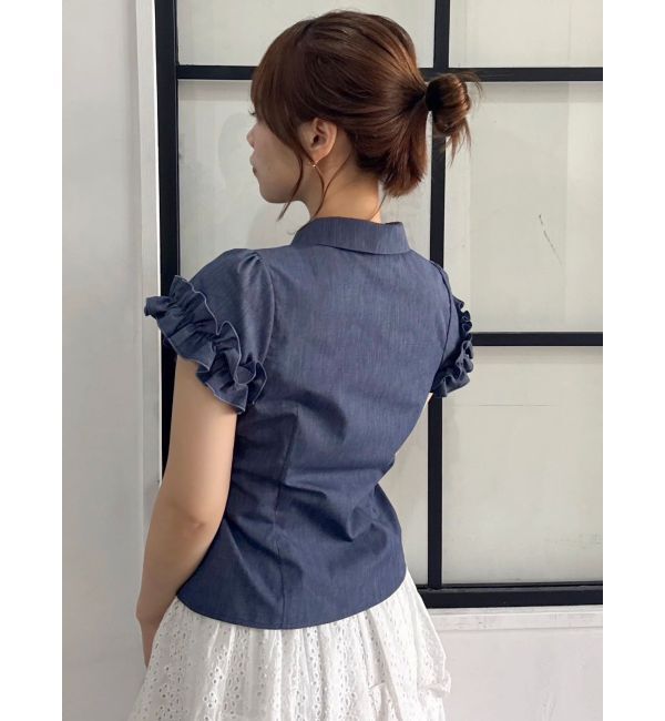 dazzlin「シュリンクフラワーフリルシャツ」|シャツ・ブラウス|