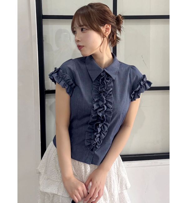 dazzlin「シュリンクフラワーフリルシャツ」|シャツ・ブラウス|