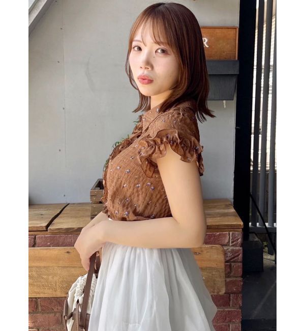 dazzlin「シュリンクフラワーフリルシャツ」|シャツ・ブラウス|