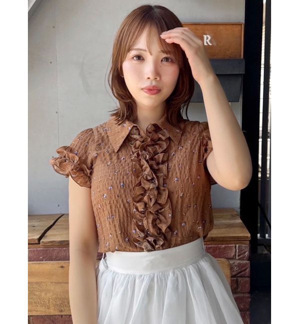 dazzlin「シュリンクフラワーフリルシャツ」|シャツ・ブラウス|