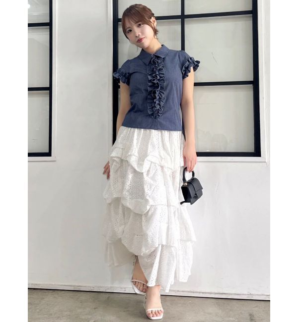 dazzlin「シュリンクフラワーフリルシャツ」|シャツ・ブラウス|