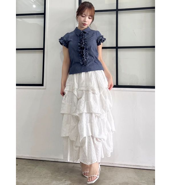 dazzlin「シュリンクフラワーフリルシャツ」|シャツ・ブラウス|