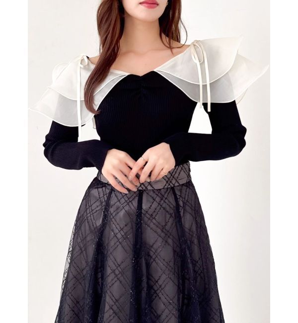 dazzlin「アームリボンリブプルオーバー」|ニット・セーター|