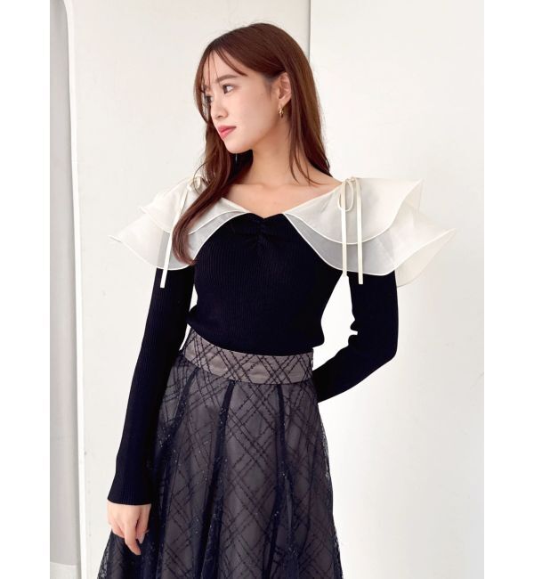 dazzlin「アームリボンリブプルオーバー」|ニット・セーター|ブラック