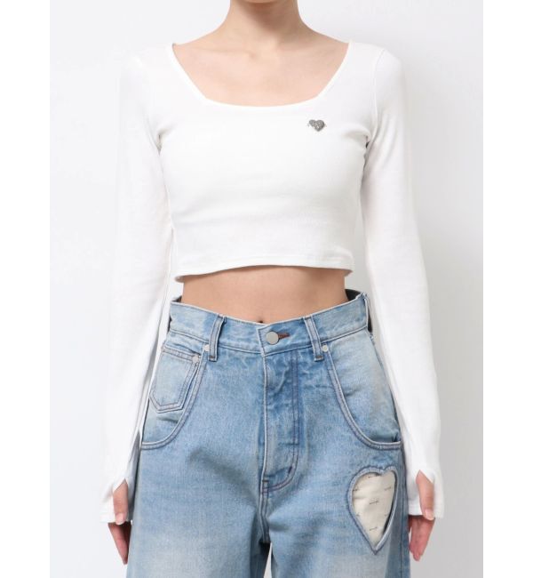 EMODA「クロスクロップフィットトップ」|Tシャツ・カットソー|ホワイト