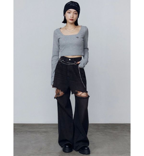 EMODA「クロスクロップフィットトップ」|Tシャツ・カットソー|