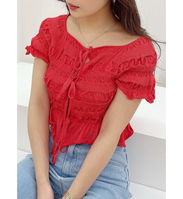 MERCURYDUO「ポコポコラメリブニット」|ニット・セーター|レッド