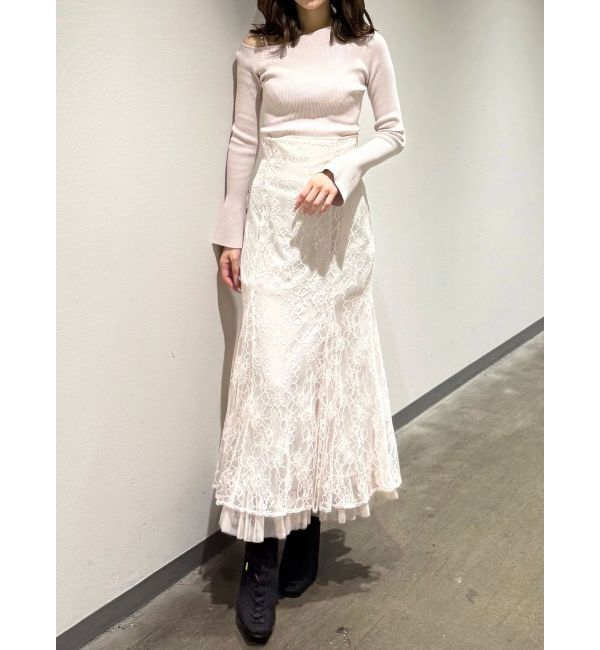 MERCURYDUO「アシメパールチェーンワンショルニット」|ニット・セーター|