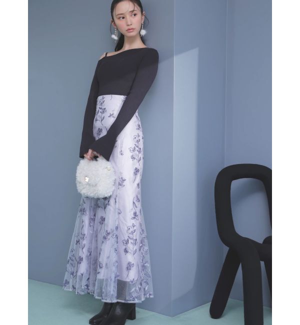 MERCURYDUO「アシメパールチェーンワンショルニット」|ニット・セーター|