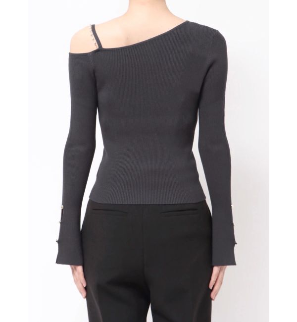 MERCURYDUO「アシメパールチェーンワンショルニット」|ニット・セーター|