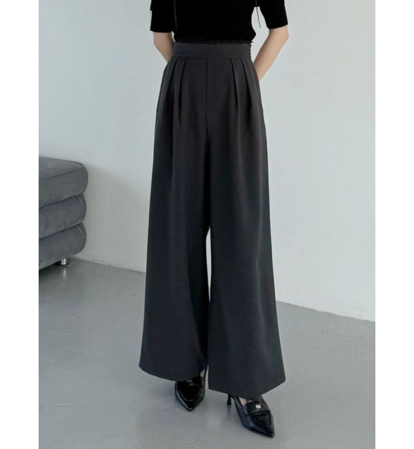 MERCURYDUO「レースレイヤードタックパンツ」|その他|チャコールグレー