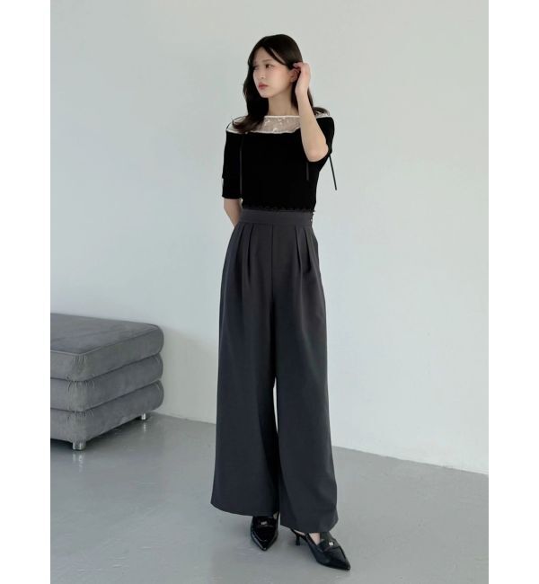 MERCURYDUO「レースレイヤードタックパンツ」|その他|