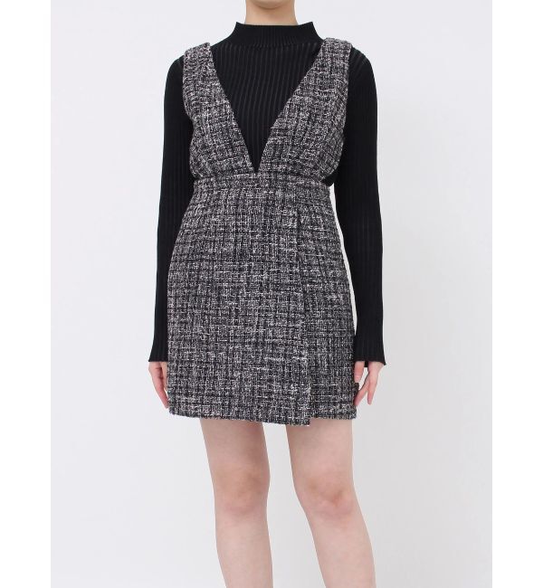 MURUA「ハイウエストツイードジャンパースカート」|ワンピース|