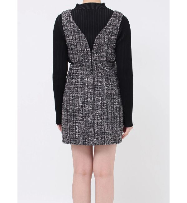 MURUA「ハイウエストツイードジャンパースカート」|ワンピース|