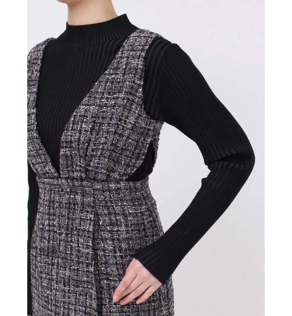 MURUA「ハイウエストツイードジャンパースカート」|ワンピース|