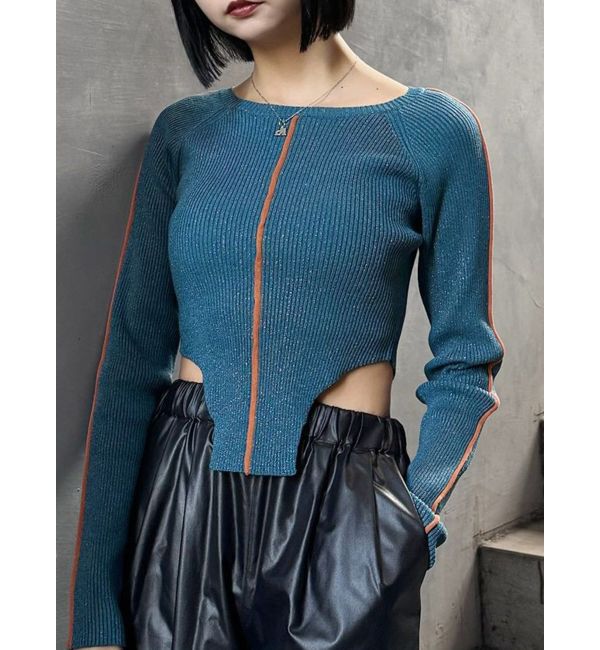 MURUA「レオタードラインラメニット」|ニット・セーター|ブルー