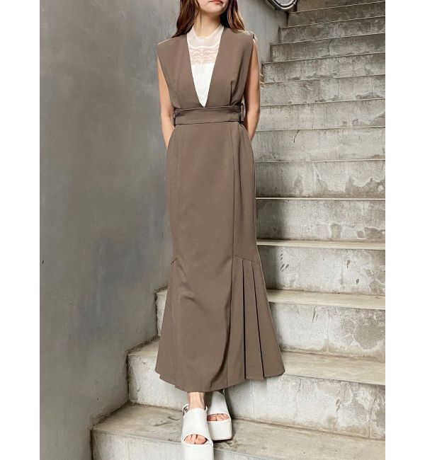 MURUA「サイドタックジャンパースカート」|ワンピース|モカ