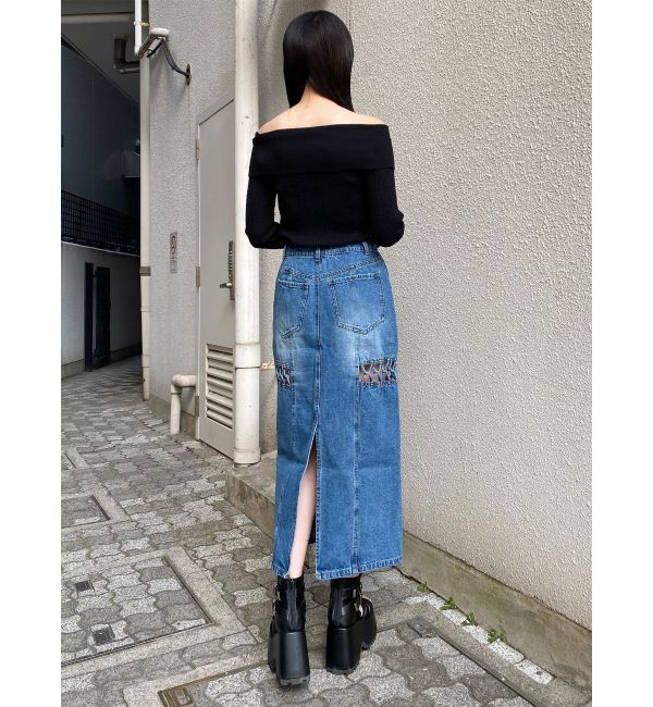 MURUA「ツイストレースアップデニムスカート」|スカート|