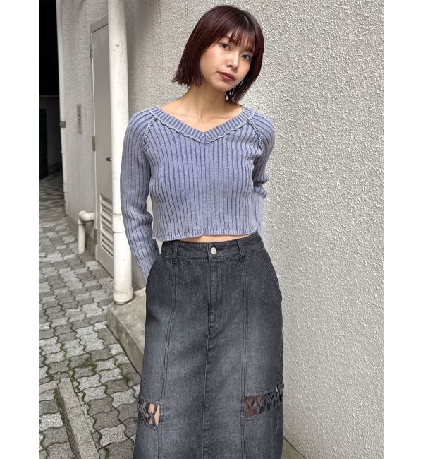 MURUA「ツイストレースアップデニムスカート」|スカート|