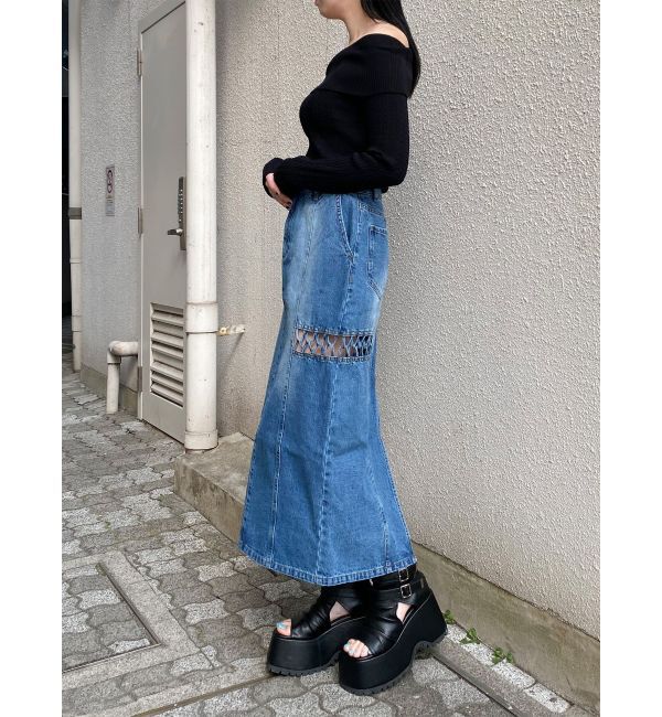 MURUA「ツイストレースアップデニムスカート」|スカート|