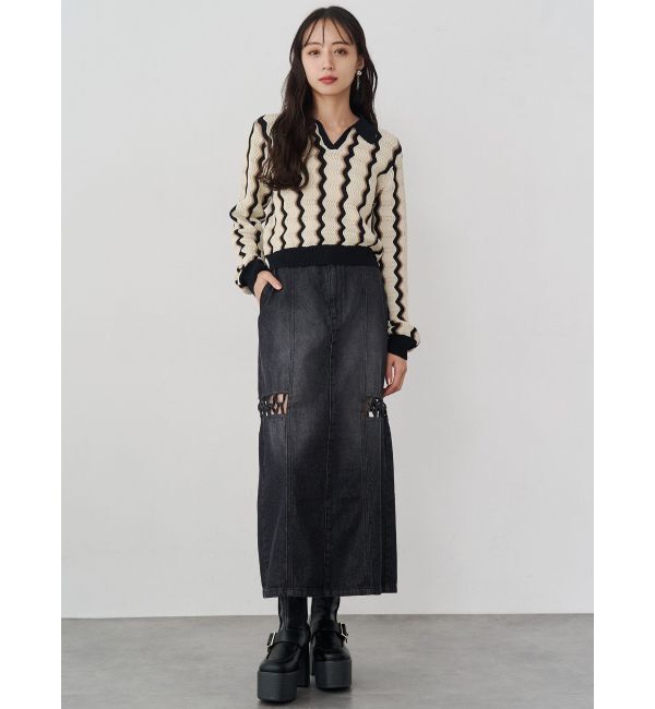 MURUA「ツイストレースアップデニムスカート」|スカート|