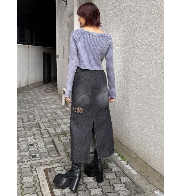 MURUA「ツイストレースアップデニムスカート」|スカート|