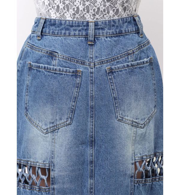 MURUA「ツイストレースアップデニムスカート」|スカート|