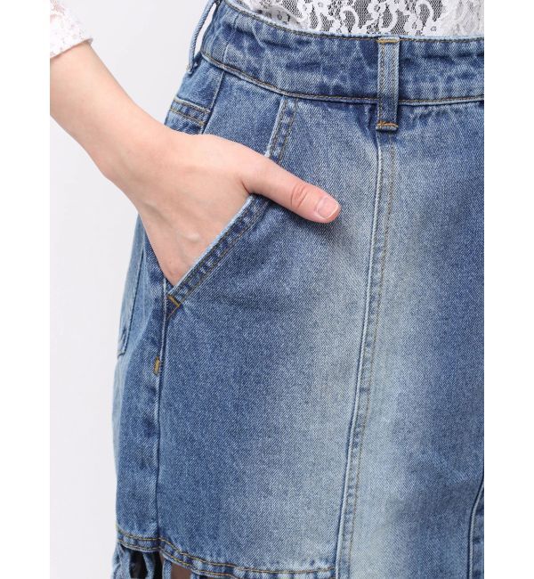 MURUA「ツイストレースアップデニムスカート」|スカート|