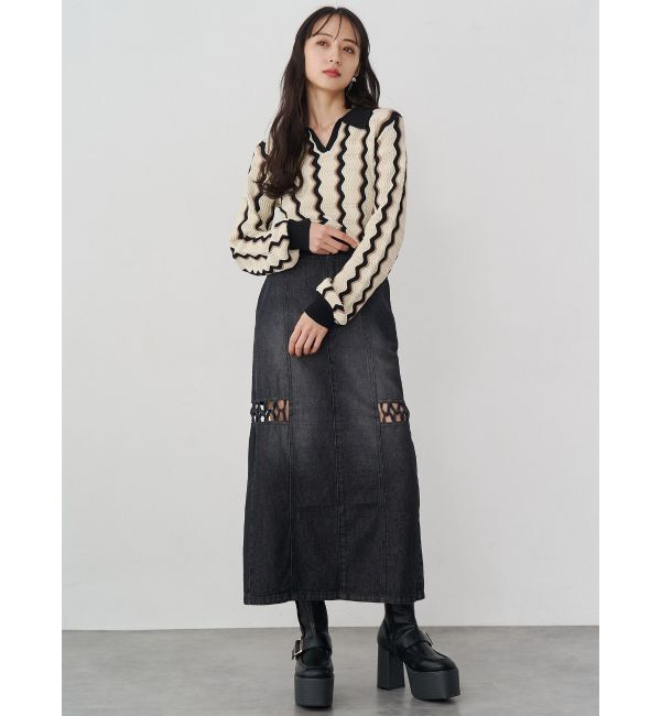 MURUA「ツイストレースアップデニムスカート」|スカート|