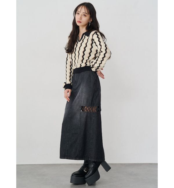 MURUA「ツイストレースアップデニムスカート」|スカート|
