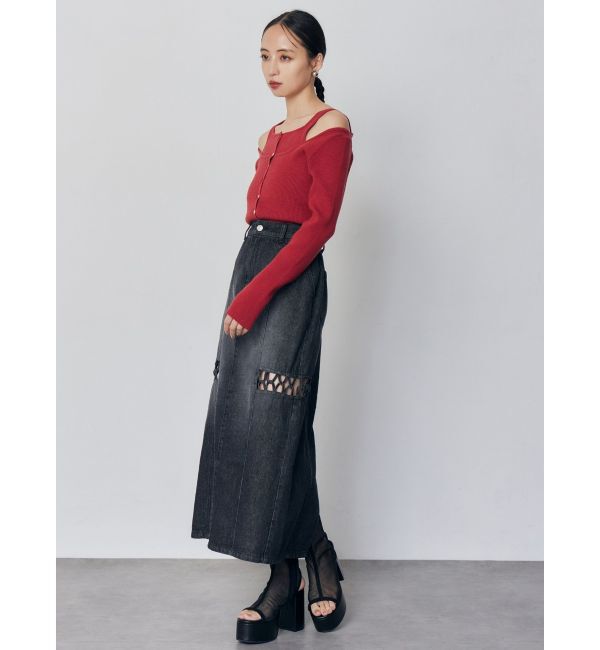 MURUA「ツイストレースアップデニムスカート」|スカート|