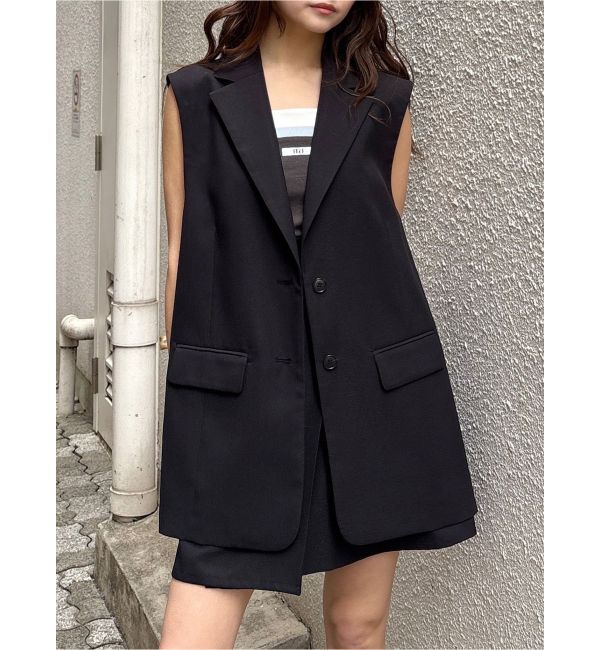 MURUA「【セットアップ対応】サイドオープントテーラードジレ」|ベスト・ジレ|ブラック