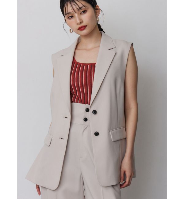 MURUA「【セットアップ対応】サイドオープントテーラードジレ」|ベスト・ジレ|ベージュ