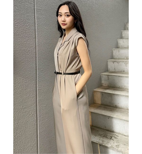 MURUA「デザインベルトワイドロンパース」|オールインワン|