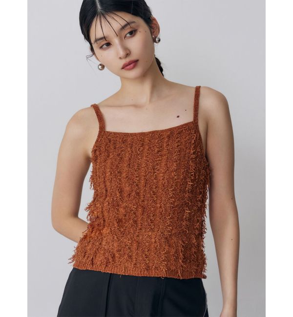 MURUA「ミックスフリンジニットキャミソール」|ニット・セーター|オレンジ