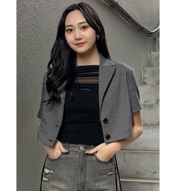 MURUA「【セットアップ対応】メッシュショートシャツジャケット」|テーラードジャケット|