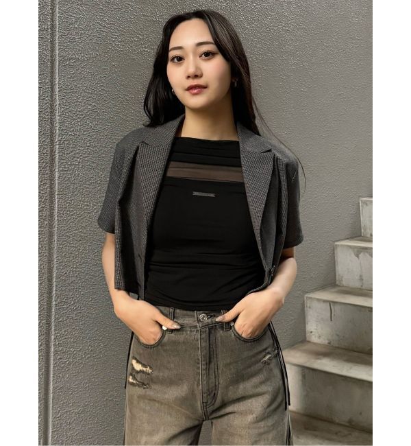 MURUA「【セットアップ対応】メッシュショートシャツジャケット」|テーラードジャケット|