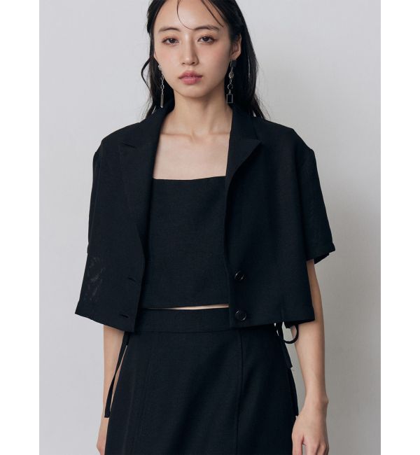 MURUA「【セットアップ対応】メッシュショートシャツジャケット」|テーラードジャケット|ブラック
