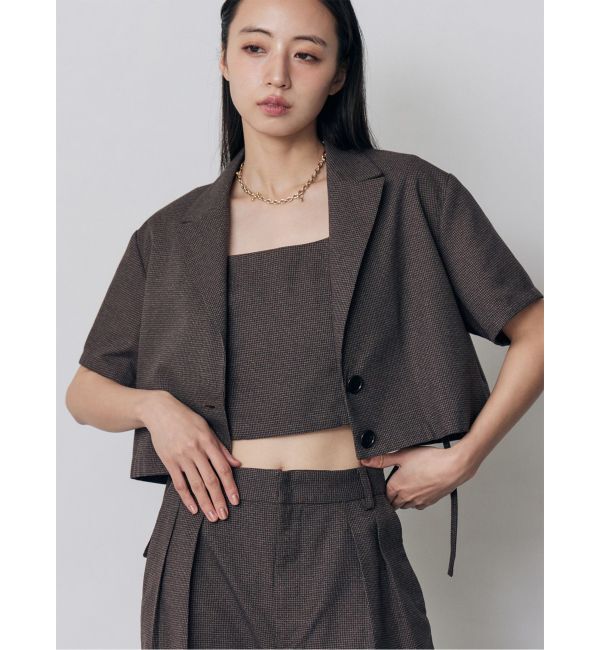 MURUA「【セットアップ対応】メッシュショートシャツジャケット」|テーラードジャケット|ブラウン