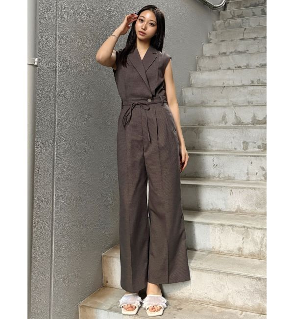 MURUA「メッシュロンパース」|オールインワン|ブラウン